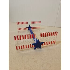 Vintage Avon Plastic Acrylic Napkin Holder Red White Blue Patriotic Americana